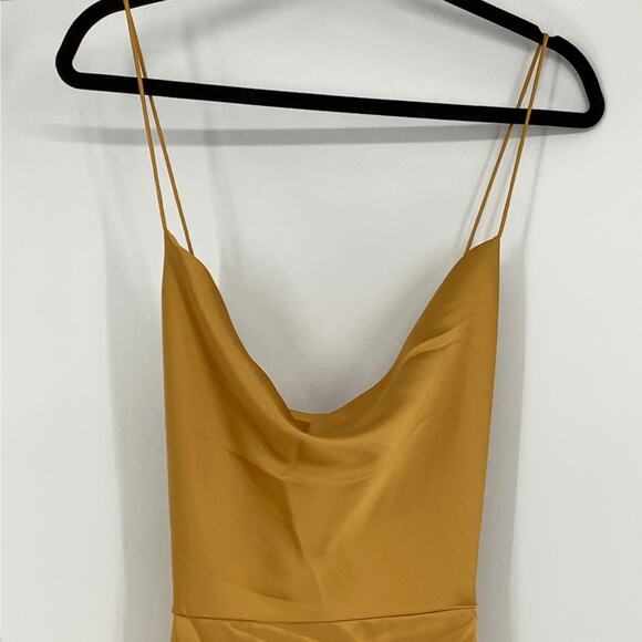 NEW! Dessy Collection Size 14 Charmeuse Slip Dress NYC Yellow $231 msrp I21-12 - Picture 7 of 10